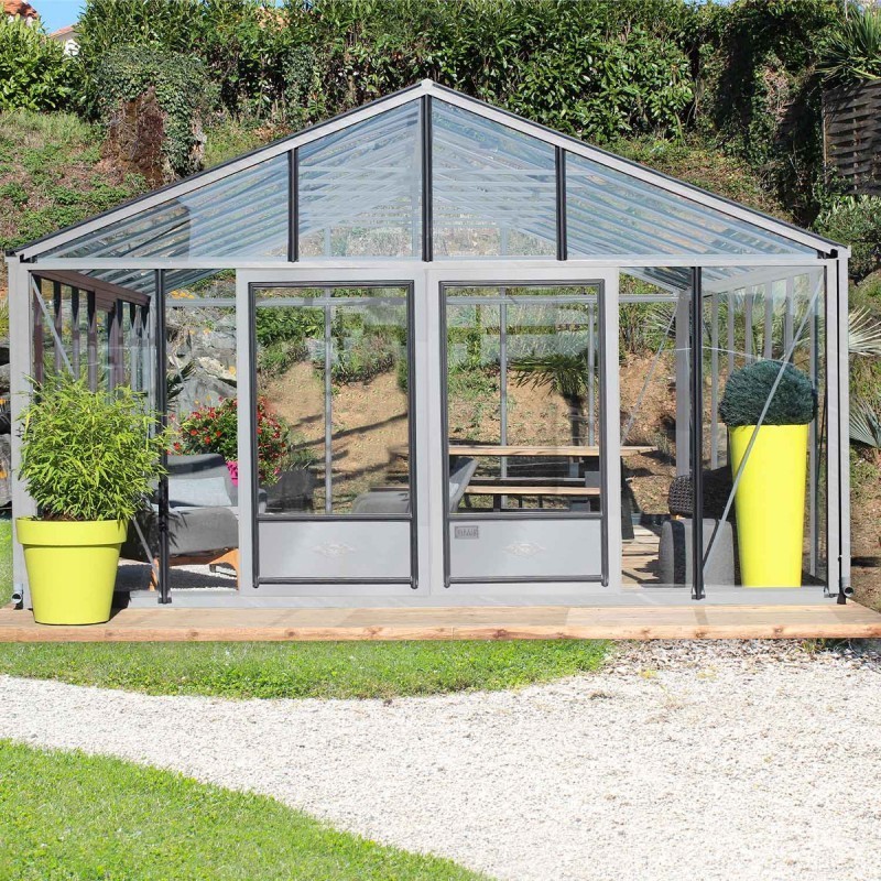 Lams Serre de jardin en verre Gris 38.20m²