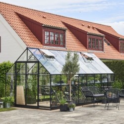 Halls Serre de jardin en verre Noir 13m²