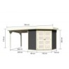Karibu Abri de jardin bois 5 à 10 m² Bois massif Gris 4.62m²