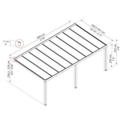 Canopia by Palram Toit de terrasse alu Aluminium Gris 22m²