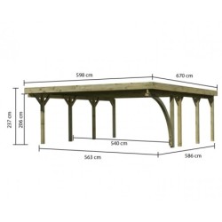 Karibu Carport double Bois Marron 40m²