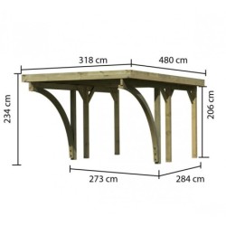 Karibu Carport Bois Marron 15m²