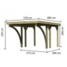 Karibu Carport Bois Marron 15m²