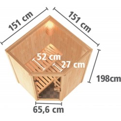 Karibu Sauna traditionnel Bois massif Bois naturel