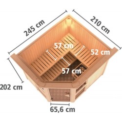 Karibu Sauna traditionnel Bois massif Bois naturel