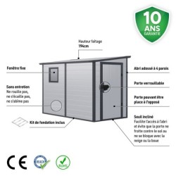 Jôbu Abri de jardin résine Polypropylène Gris 3,55m²