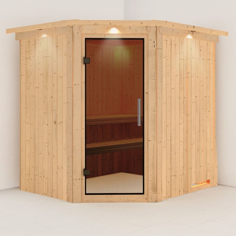 Karibu Sauna prêt à brancher Bois massif Bois naturel Karibu Sauna prêt à brancher Bois massif Bois naturel