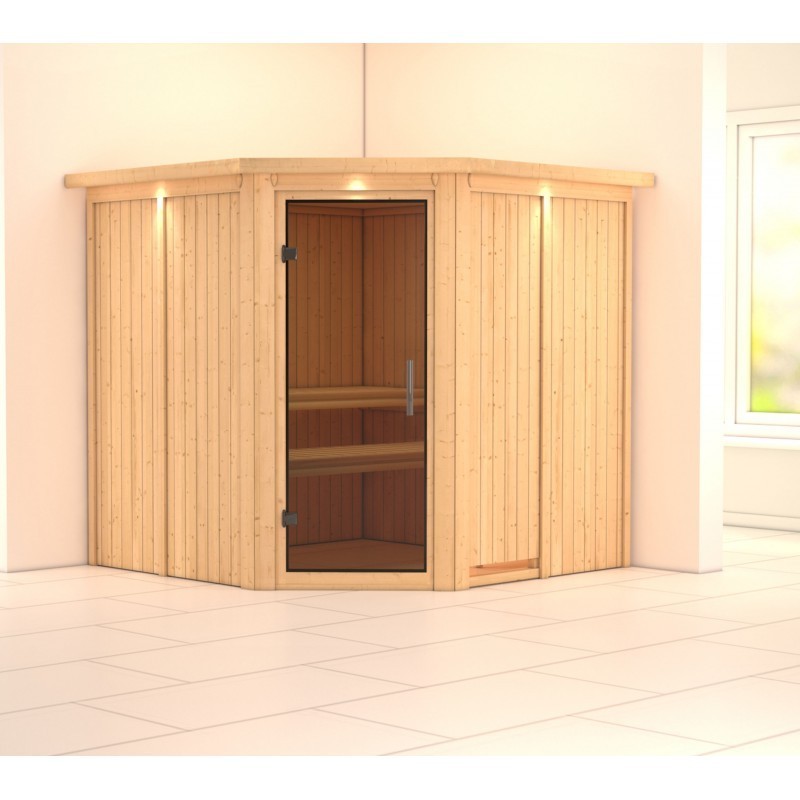 Karibu Sauna traditionnel Bois massif Bois naturel Karibu Sauna traditionnel Bois massif Bois naturel