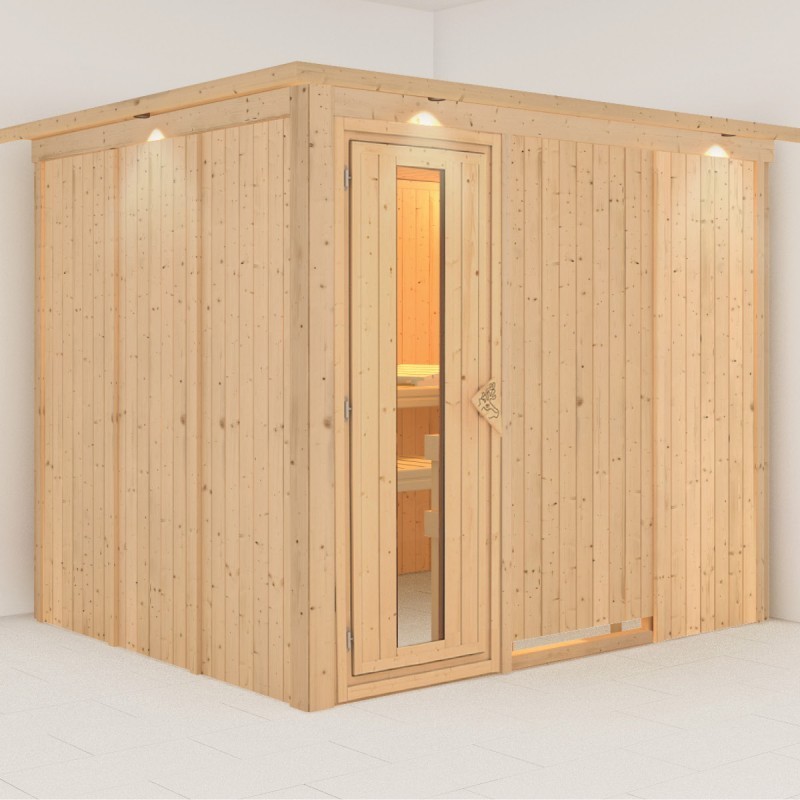 Karibu Sauna traditionnel Bois massif Bois naturel Karibu Sauna traditionnel Bois massif Bois naturel