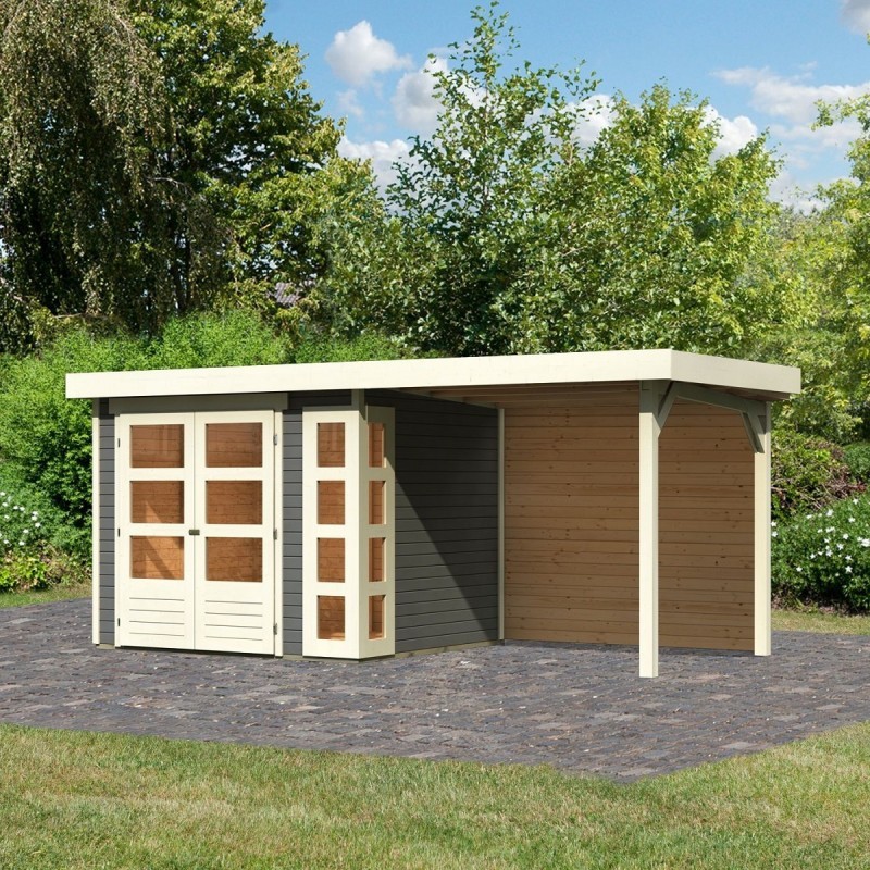 Karibu Abri de jardin bois 10 à 15 m² Bois massif Gris 5.25m² Karibu Abri de jardin bois 10 à 15 m² Bois massif Gris 5.25m²
