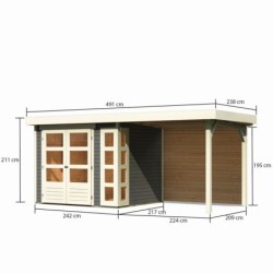 Karibu Abri de jardin bois 10 à 15 m² Bois massif Gris 5.25m²