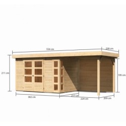 Karibu Abri de jardin bois 10 à 15 m² Bois massif Marron 6.5m²