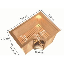 Karibu Sauna traditionnel Bois massif Bois naturel