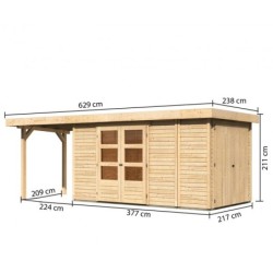 Karibu Abri de jardin bois 10 à 15 m² Bois massif Marron 8.2m²