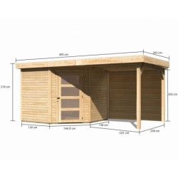 Karibu Abri de jardin bois 10 à 15 m² Bois massif Marron 5.95m²