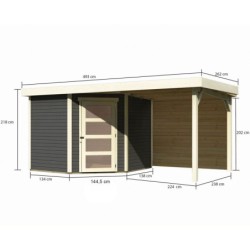 Karibu Abri de jardin bois 10 à 15 m² Bois massif Gris 5.95m²