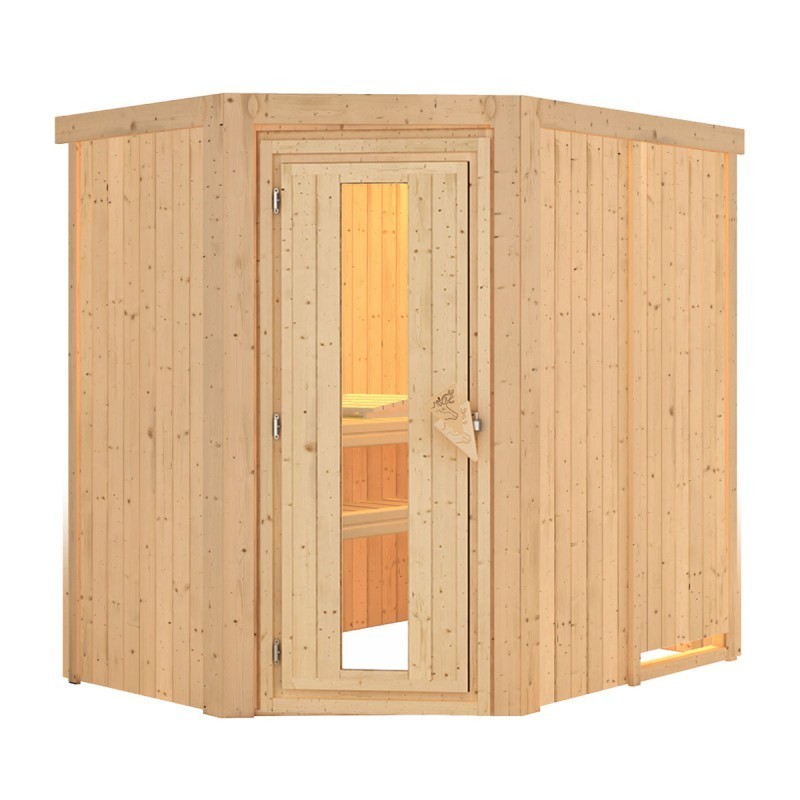 Karibu Sauna prêt à brancher Bois massif Bois naturel Karibu Sauna prêt à brancher Bois massif Bois naturel