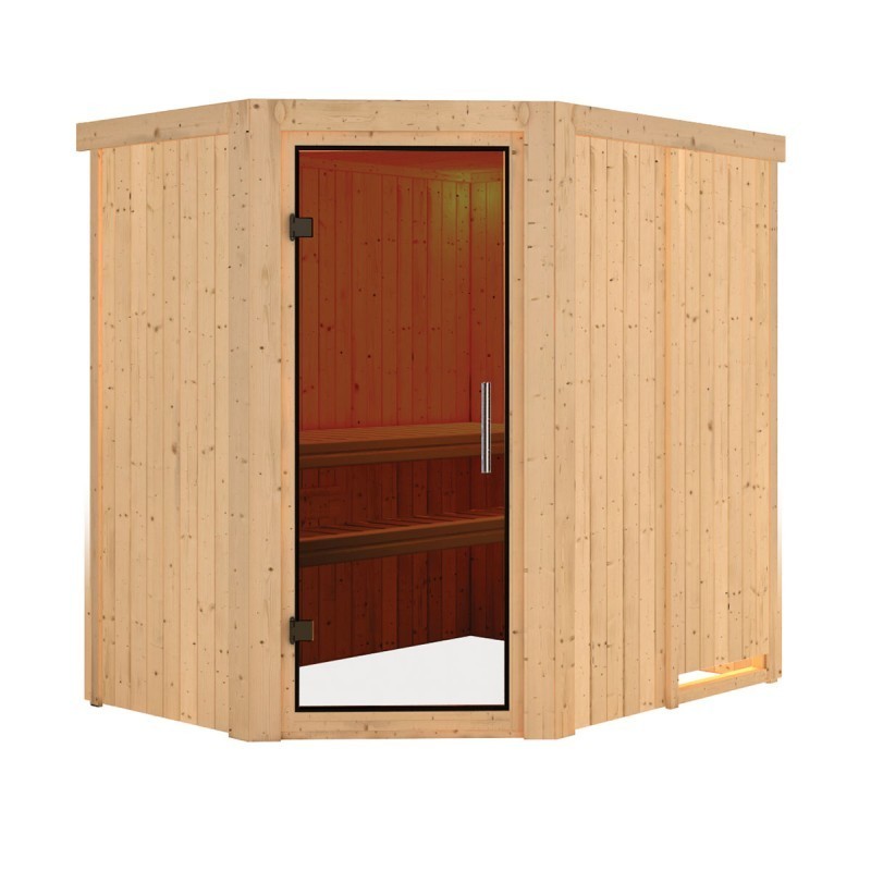 Karibu Sauna prêt à brancher Bois massif Bois naturel Karibu Sauna prêt à brancher Bois massif Bois naturel