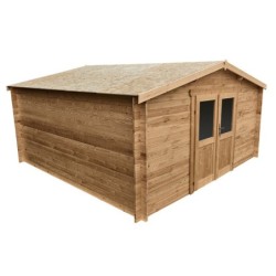 Gardy Shelter Abri de jardin bois 15 à 20 m² Bois massif Marron 16m²
