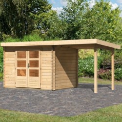 Karibu Abri de jardin bois 10 à 15 m² Bois massif Marron 7.04m²