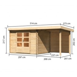 Karibu Abri de jardin bois 10 à 15 m² Bois massif Marron 7.04m²