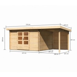 Karibu Abri de jardin bois 15 à 20 m² Bois massif Marron