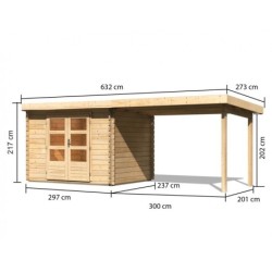 Karibu Abri de jardin bois 15 à 20 m² Bois massif Marron