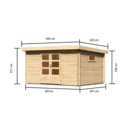 Karibu Abri de jardin bois 10 à 15 m² Bois massif Marron 11.5m²