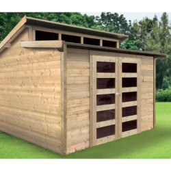 Solid Abri de jardin bois 5 à 10 m² Bois massif Marron 8.9m²