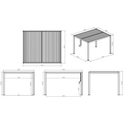 X-Metal Pergolas bioclimatiques Aluminium Gris 12m²