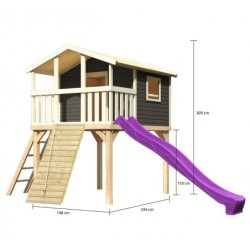 Akubi Stations de jeux Bois massif Gris terre