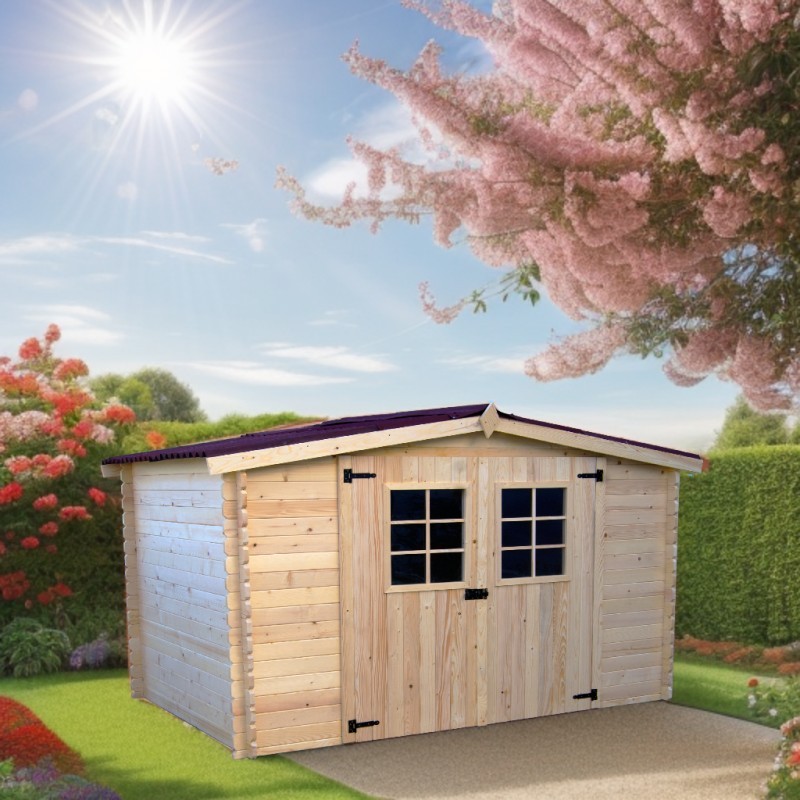 Habrita Abri de jardin bois 5 à 10 m² Bois massif Marron 9.58m² Habrita Abri de jardin bois 5 à 10 m² Bois massif Marron 9.58m²
