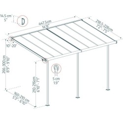 Canopia by Palram Toit de terrasse alu Aluminium Gris 10m²