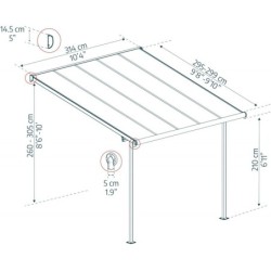 Canopia by Palram Toit de terrasse alu Aluminium Gris 9.40m²