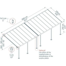 Canopia by Palram Toit de terrasse alu Aluminium Gris 29m²