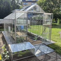Lams Serre de jardin en verre Gris 12.9m²