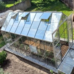 Lams Serre de jardin en verre Gris 12.9m²