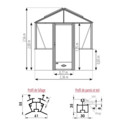 Lams Serre de jardin en verre Au choix 8.97m²