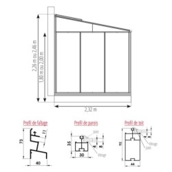 Lams Serre de jardin en verre Au choix 12.3m²