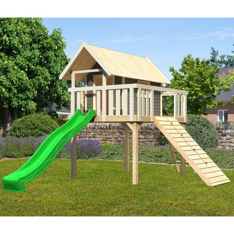 Karibu Cabanes enfants Bois massif Gris terre Karibu Cabanes enfants Bois massif Gris terre