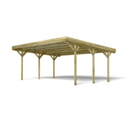 Cerland Carport double Bois massif Marron 31m²
