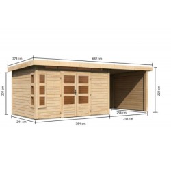 Karibu Abri de jardin bois 15 à 20 m² Bois massif Marron