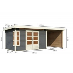 Karibu Abri de jardin bois 15 à 20 m² Bois massif Gris