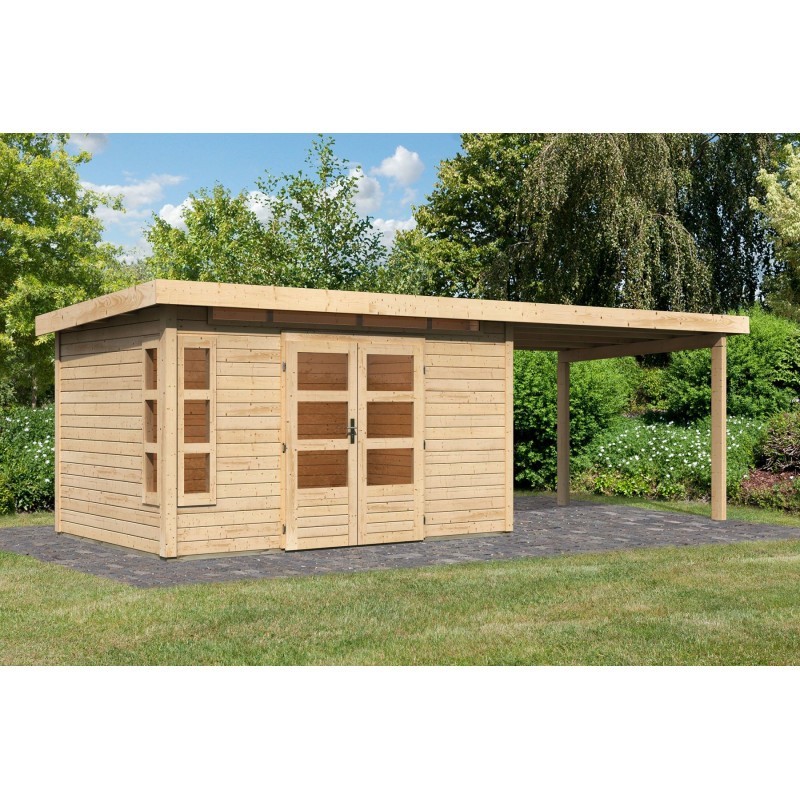 Karibu Abri de jardin bois 15 à 20 m² Bois massif Marron Karibu Abri de jardin bois 15 à 20 m² Bois massif Marron