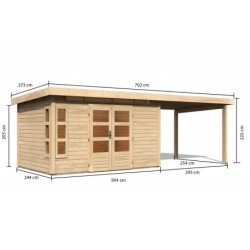 Karibu Abri de jardin bois 15 à 20 m² Bois massif Marron
