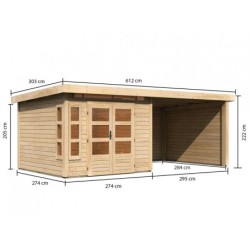 Karibu Abri de jardin bois 15 à 20 m² Bois massif Marron