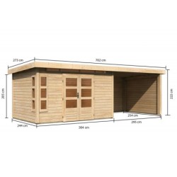 Karibu Abri de jardin bois 15 à 20 m² Bois massif Marron