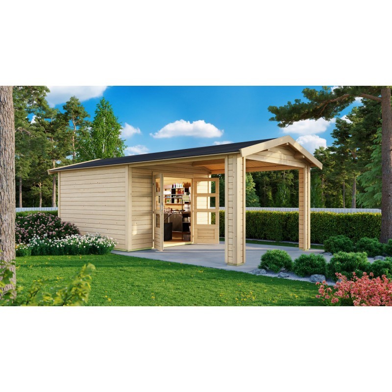 Karibu Abri de jardin bois 15 à 20 m² Bois massif Marron Karibu Abri de jardin bois 15 à 20 m² Bois massif Marron