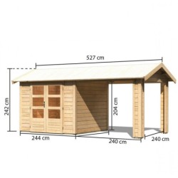 Karibu Abri de jardin bois 15 à 20 m² Bois massif Marron