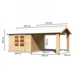 Karibu Abri de jardin bois plus de 20 m² Bois massif Marron